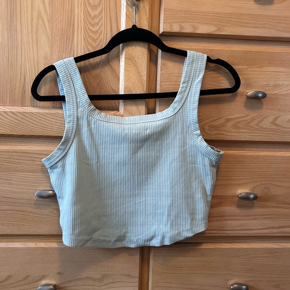 Madewell Luma Square Neck, Crop Tank Top — Green — Size Medium - Picture 3 of 4